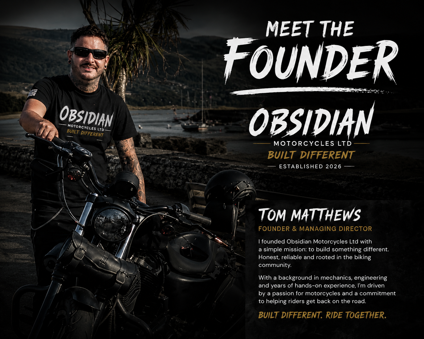 Tom Matthews, founder and managing director of Obsidian Motorcycles Ltd